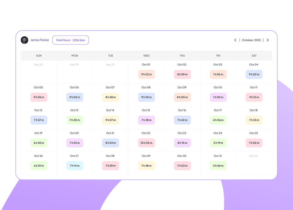 Custom timesheets visualized in one clear timeline