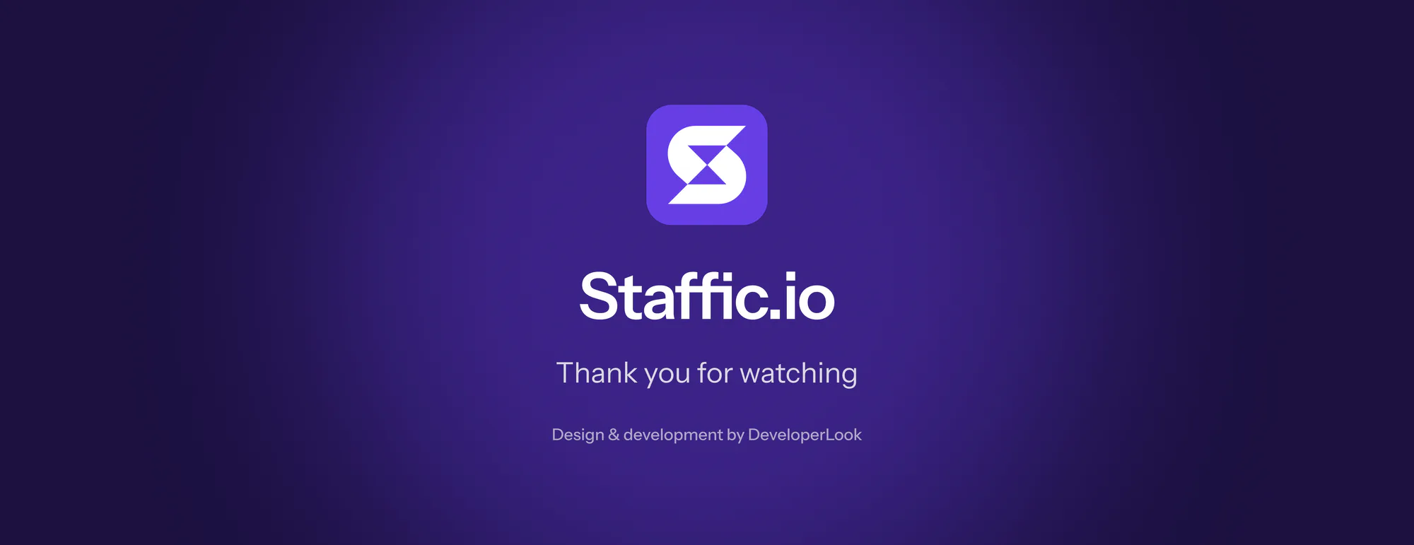 Staffic app case study closing slide with the Staffic logo and a thank you line