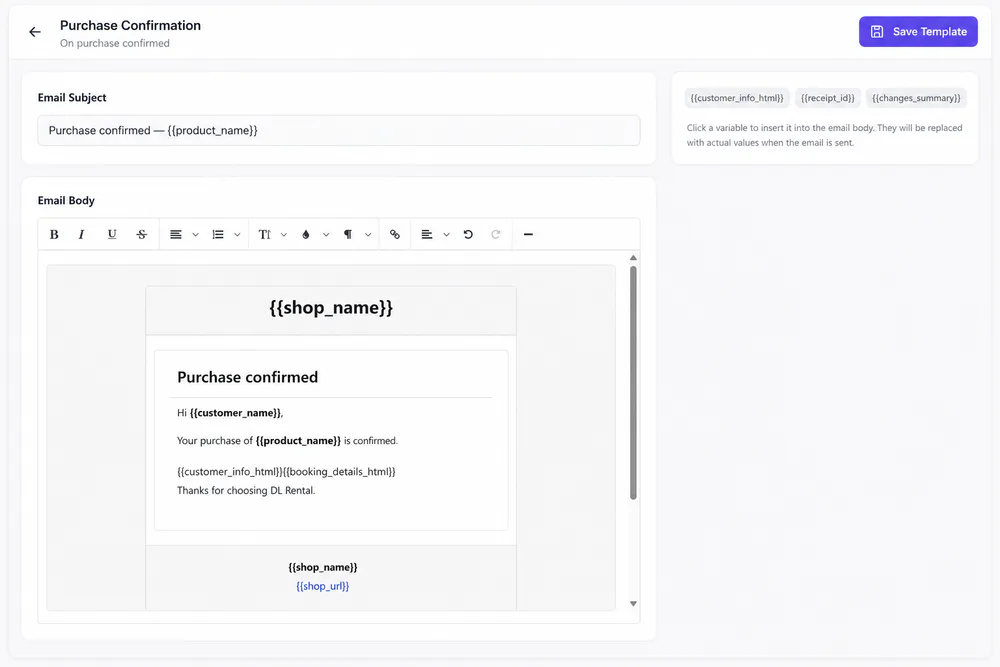 Email template editor