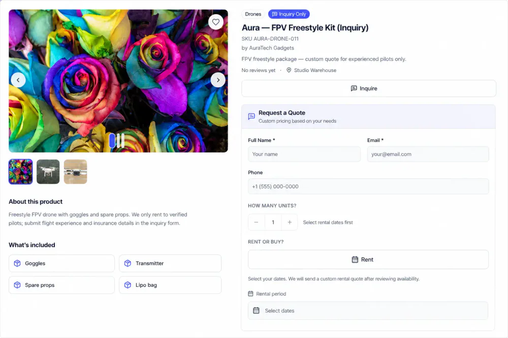 Storefront Request a Quote on inquiry-only product