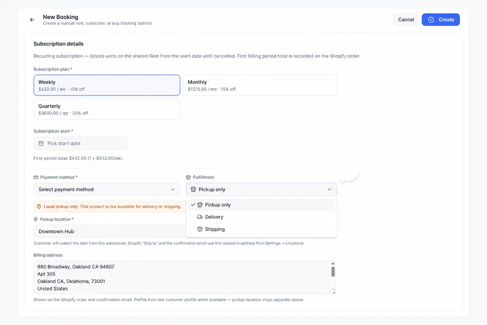 Subscription plans and fulfillment
