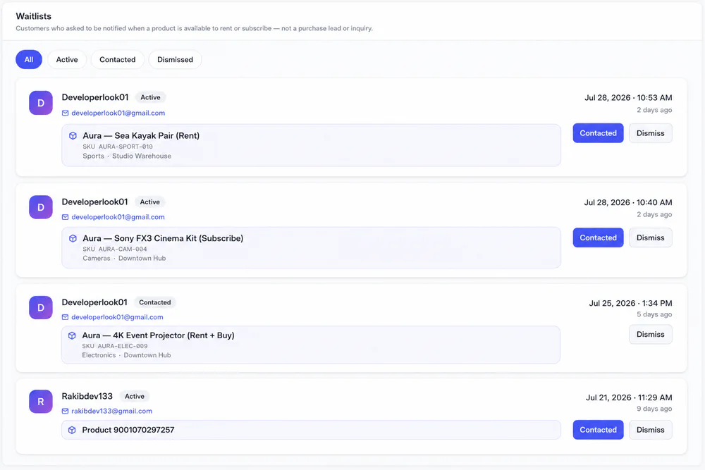 Waitlists list in admin
